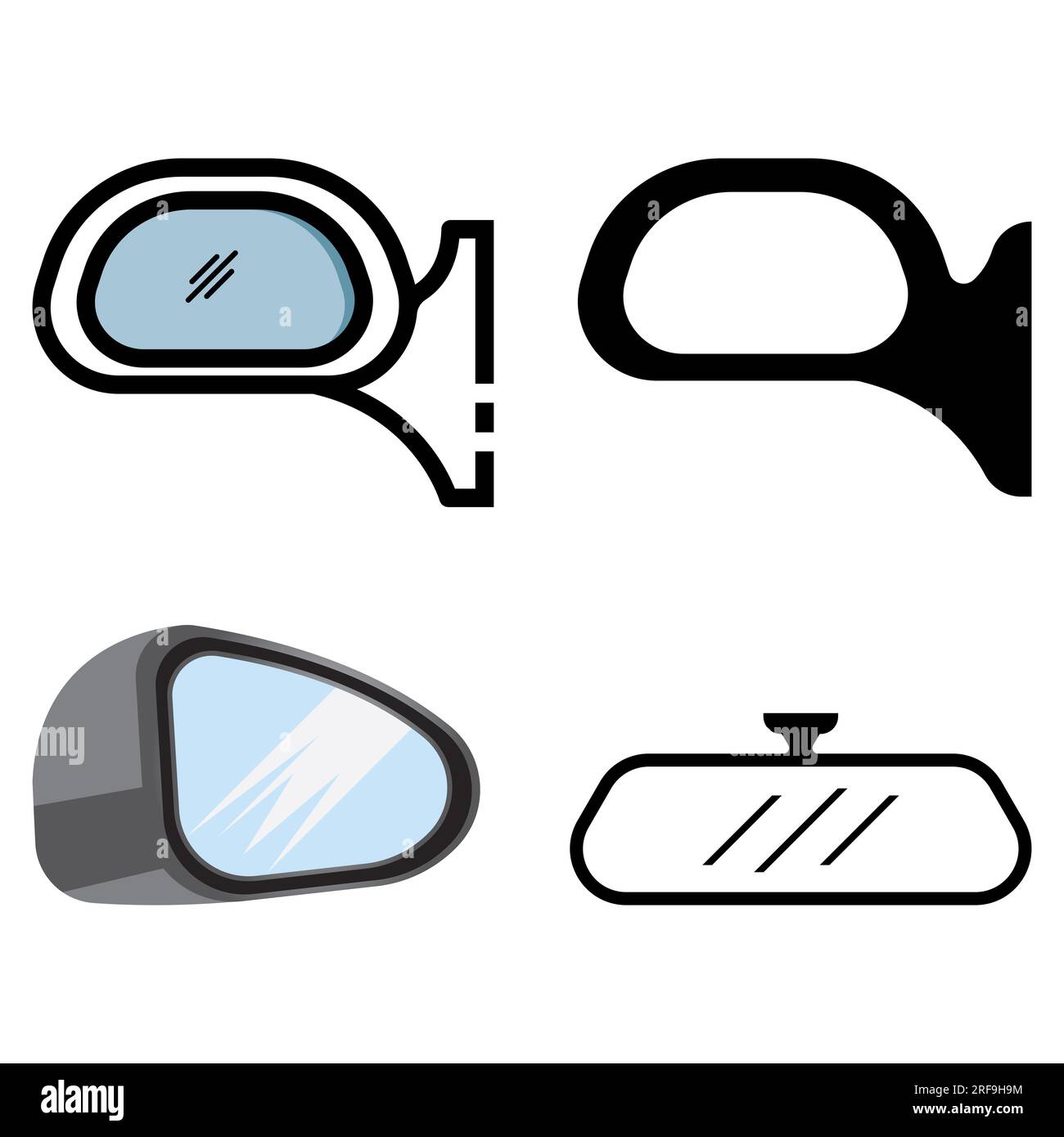 Icona dello specchietto retrovisore per auto disegno illustrativo vettoriale Foto Stock