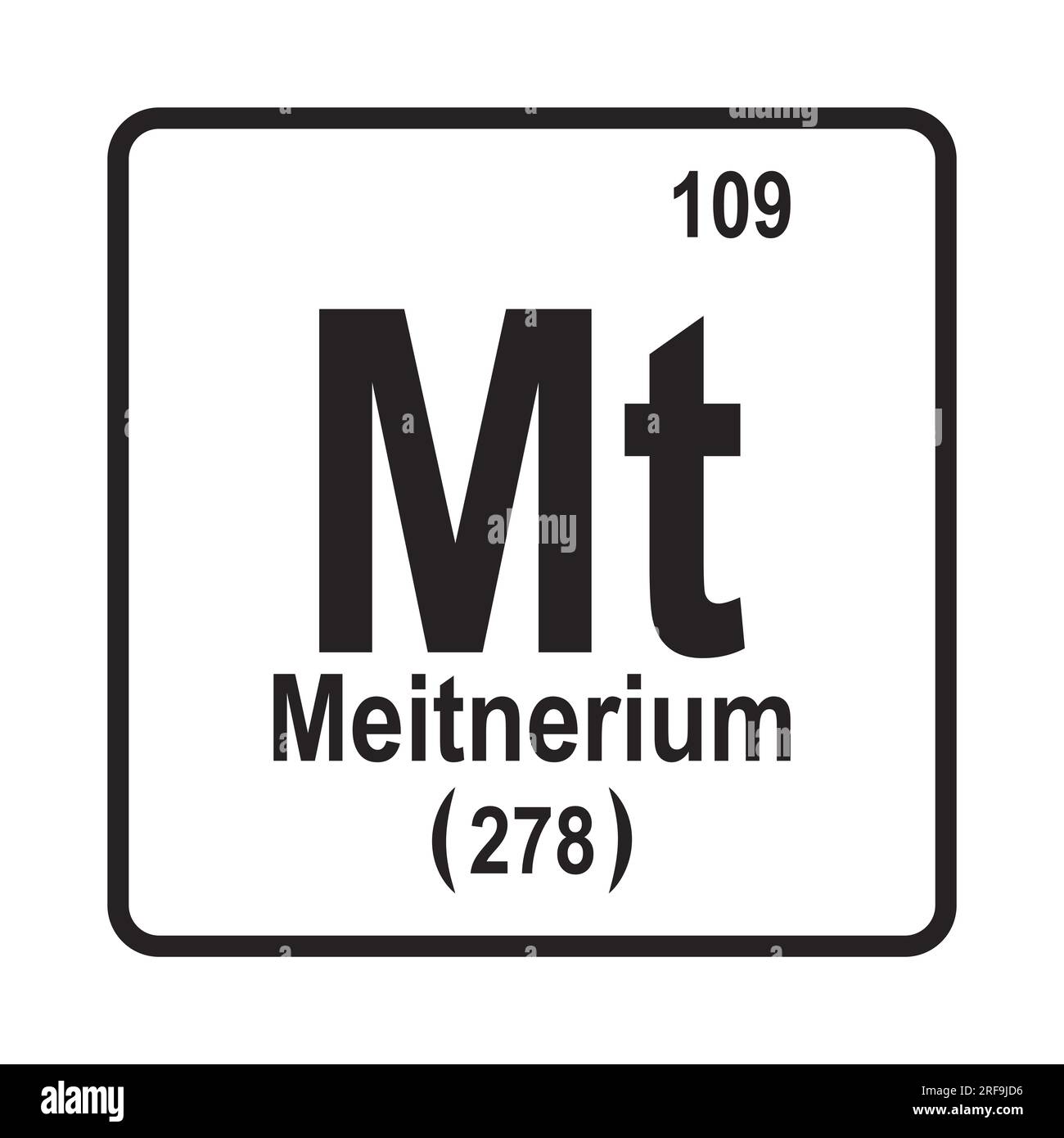 Icona Meitnerium elemento, disegno simbolo illustrazione vettoriale Foto Stock