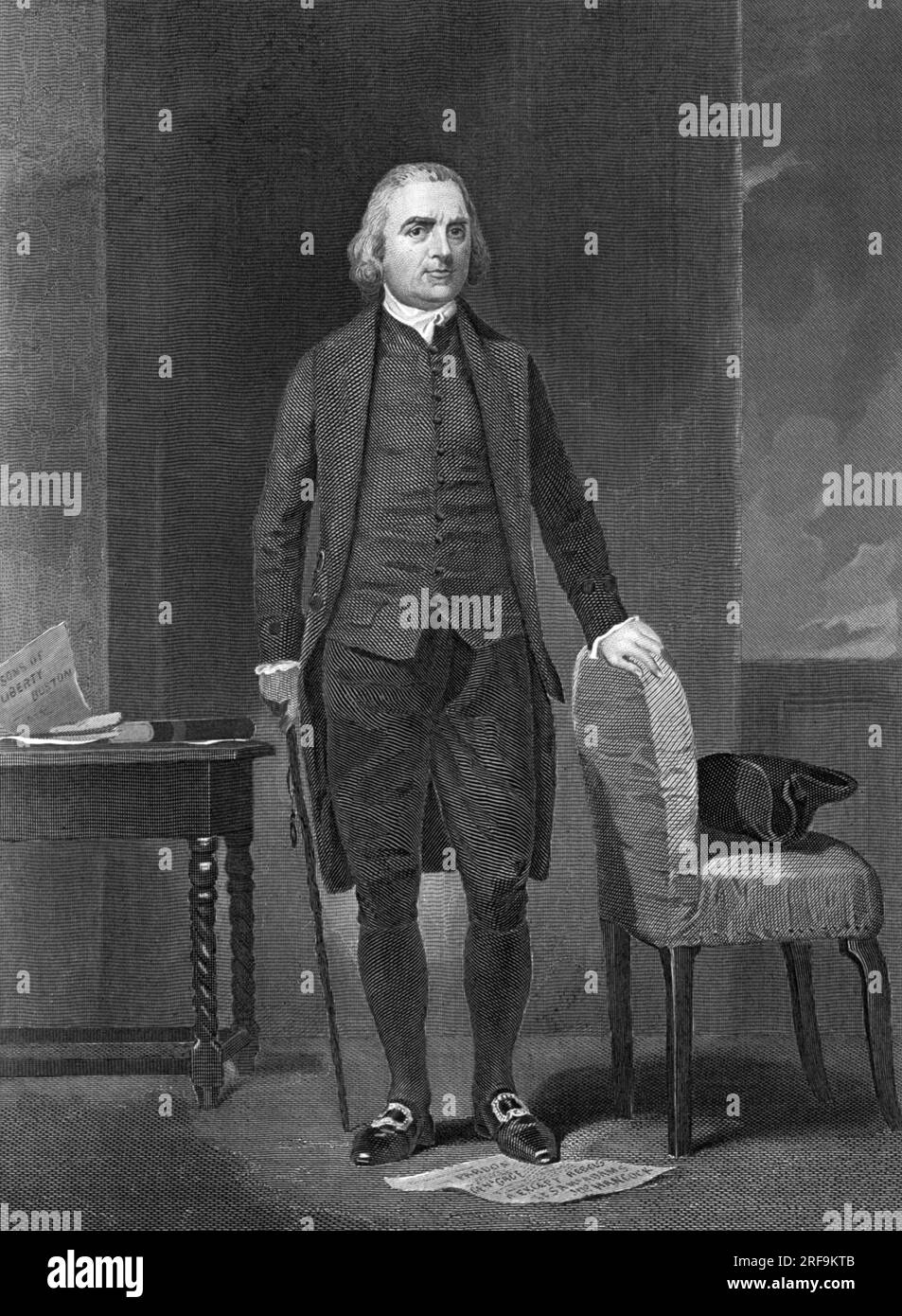 Stati Uniti: 1862 Un ritratto dello statista americano e uno dei fondatori Fsthers degli Stati Uniti, Sam Adams (1722-1803), dopo un dipinto di Alonzo Chappell. Foto Stock