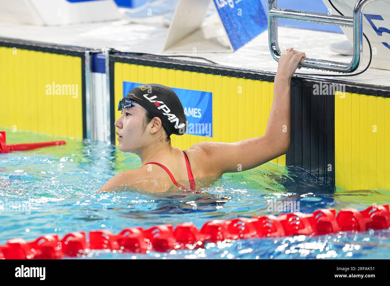 Dong'an Lake Sports Park Aquatics Centre, Chengdu, Cina. 2 agosto 2023. Haruna Ogata (JPN), 2 AGOSTO 2023 - nuoto : calore da 100 m breaststroke femminile durante Chengdu 2021 FISU World University Games Summer at Dong'an Lake Sports Park Aquatics Centre, Chengdu, Cina. Credito: AFLO SPORT/Alamy Live News Foto Stock