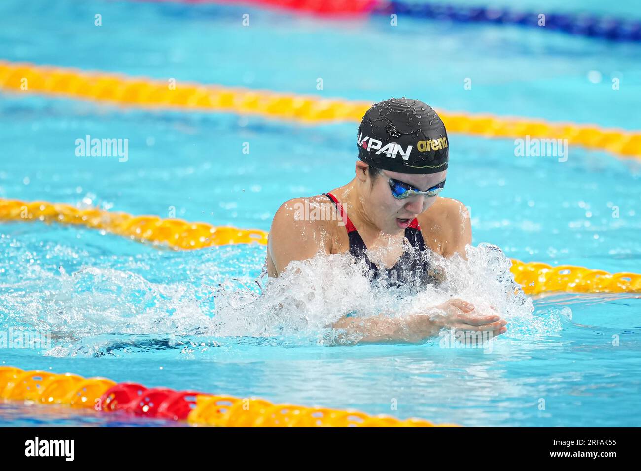 Dong'an Lake Sports Park Aquatics Centre, Chengdu, Cina. 2 agosto 2023. Haruna Ogata (JPN), 2 AGOSTO 2023 - nuoto : calore da 100 m breaststroke femminile durante Chengdu 2021 FISU World University Games Summer at Dong'an Lake Sports Park Aquatics Centre, Chengdu, Cina. Credito: AFLO SPORT/Alamy Live News Foto Stock