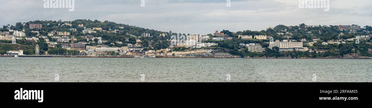 Panorama molto ampio di Torquay Town nel Devon Foto Stock