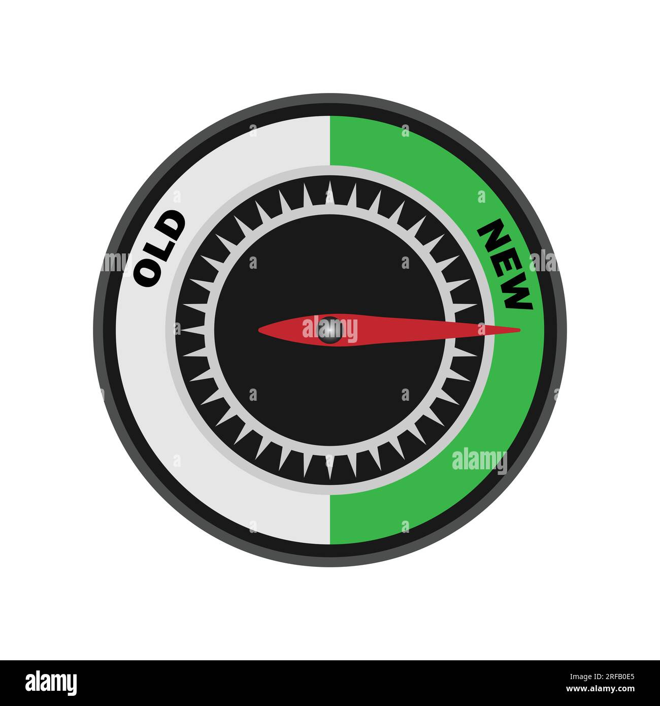 Tachimetro vecchio vs nuovo. Illustrazione piatta dell'icona del vettore del tachimetro per la progettazione Web Illustrazione Vettoriale