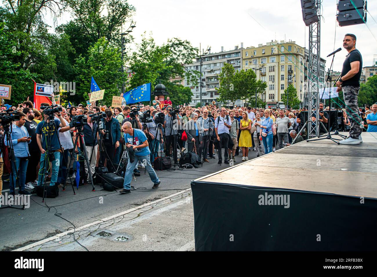 1 luglio 2023. Belgrado, Serbia, la protesta studentesca "Serbia Against Violence" si è tenuta sabato 1 luglio 2023 a Belgrado, oltre ad altri trenta centesimi Foto Stock
