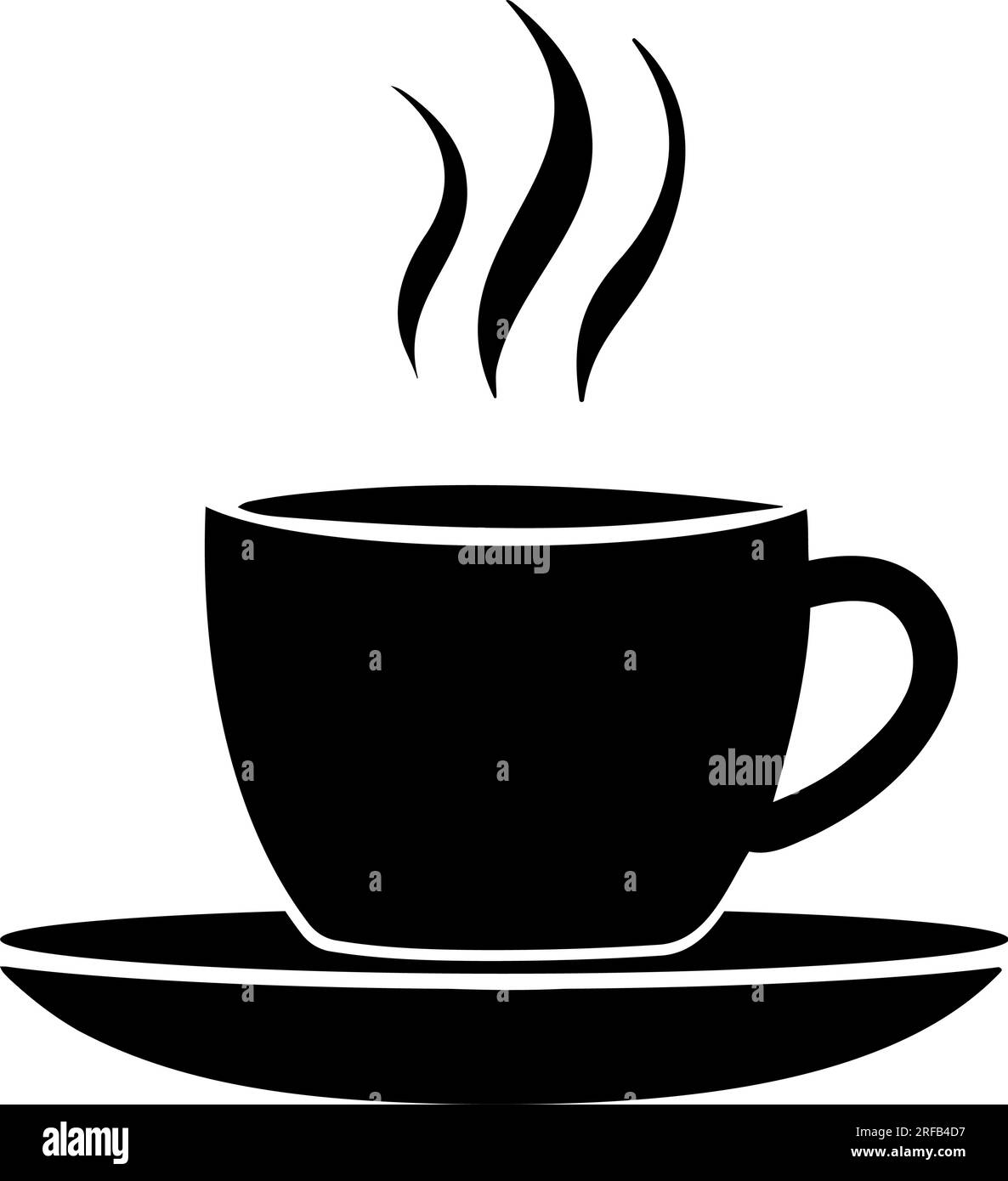 Icona della silhouette della tazza di caffè calda isolata. Illustrazione vettoriale Illustrazione Vettoriale