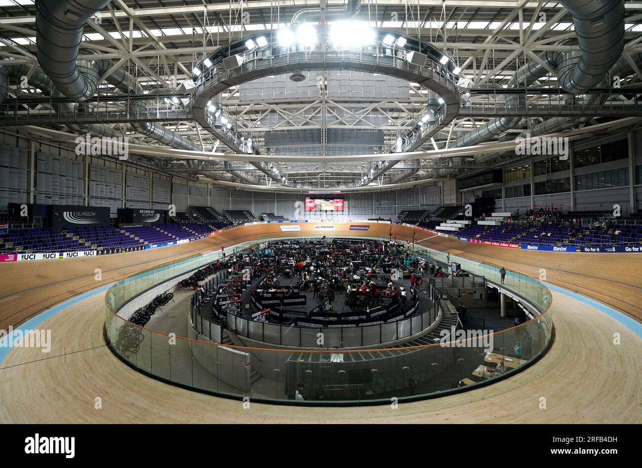Una visione generale della pista in vista dei Campionati del mondo di ciclismo UCI 2023 al Sir Chris Hoy Velodrome, Glasgow. Data foto: Mercoledì 2 agosto 2023. Foto Stock