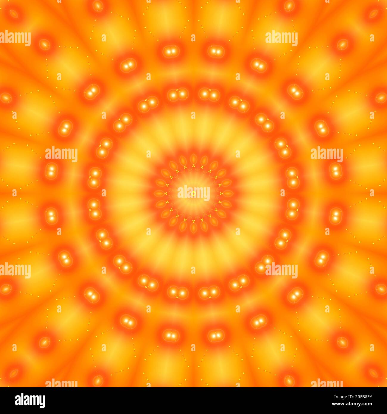 Arancio brillante background con astratto modello radiale Foto Stock
