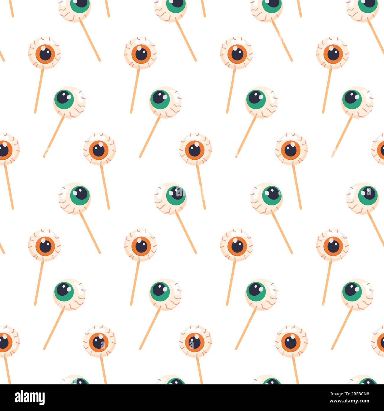 I lecca-lecca di Halloween sprigionano le caramelle a forma di occhio e su un bastone. Illustrazione vettoriale Illustrazione Vettoriale