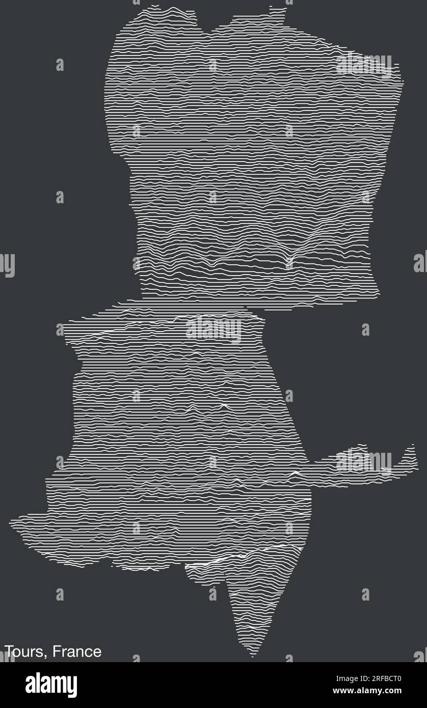 Mappa topografica dei TOUR, FRANCIA Illustrazione Vettoriale