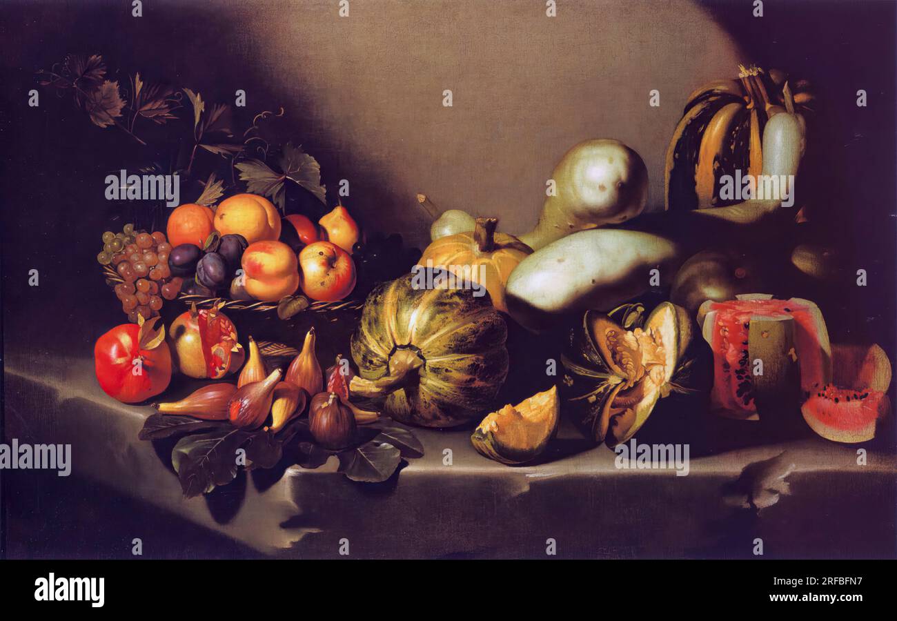 Michelangelo Merisi da Caravaggio, natura morta con frutta, pittura ad olio su tela, circa 1603 Foto Stock