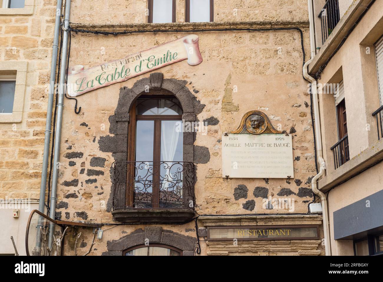 Insegna ristorante la Table d'Emilie, Marseillan, Herault, Occitanie, Francia Foto Stock