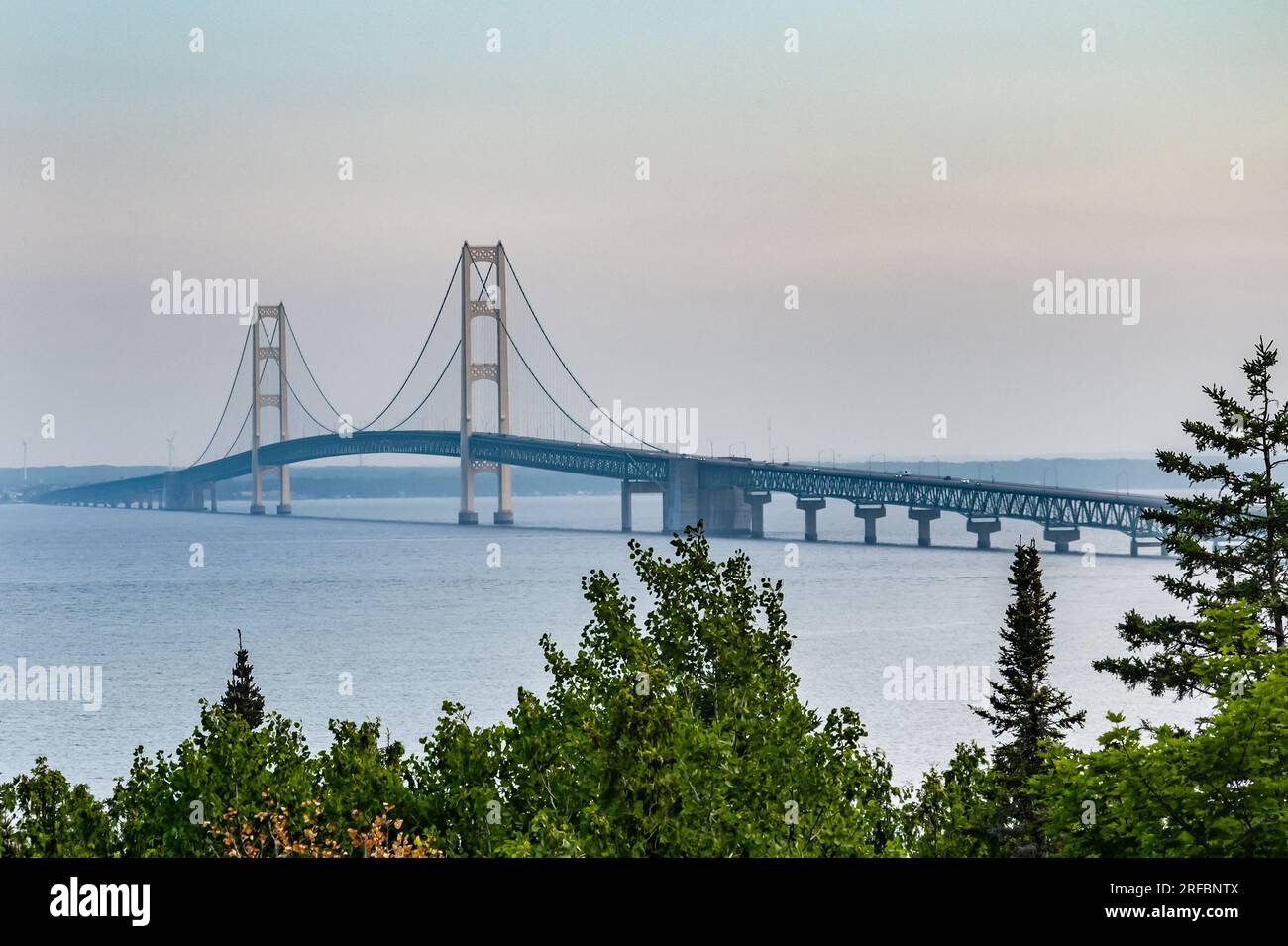 Mackinac Bridge, Straits of Mackinac State Park, St Ignace, Michigan. Foto Stock