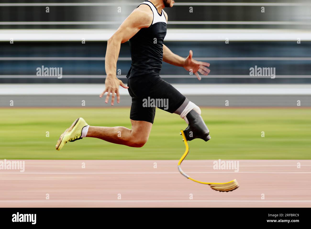 motion blur atleta handicap corsa sprint in gare di atletica leggera, giochi sportivi estivi Foto Stock