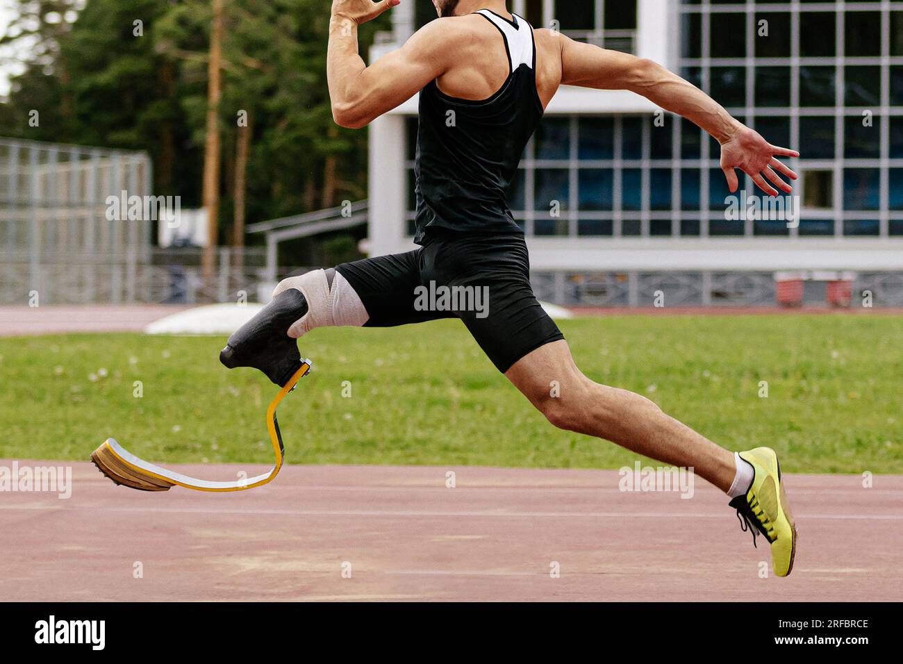 atleta disability runner corsa sprint in atletica, sport estivi Foto Stock