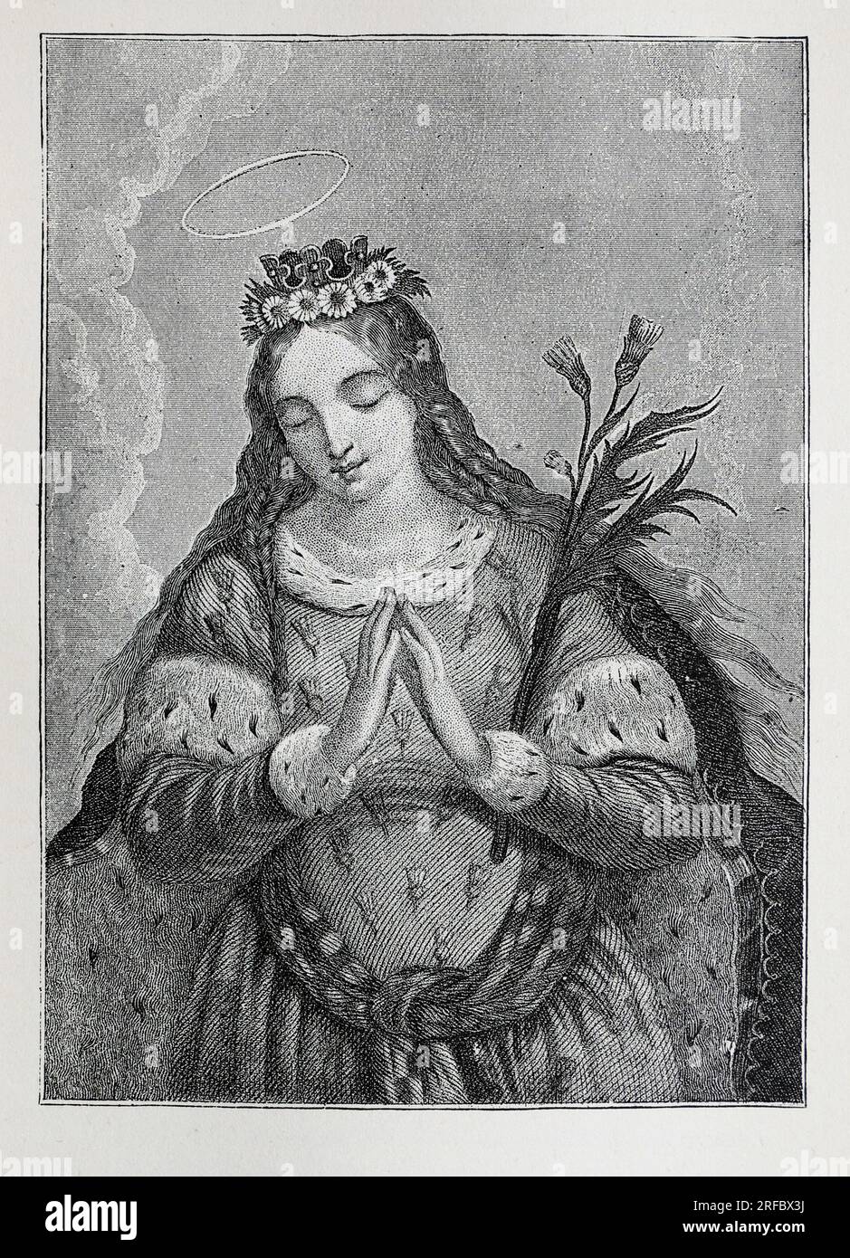 Sant'Elena. Incisione su Holbein da vite dei Santi di Sabin Baring-Gould. Foto Stock