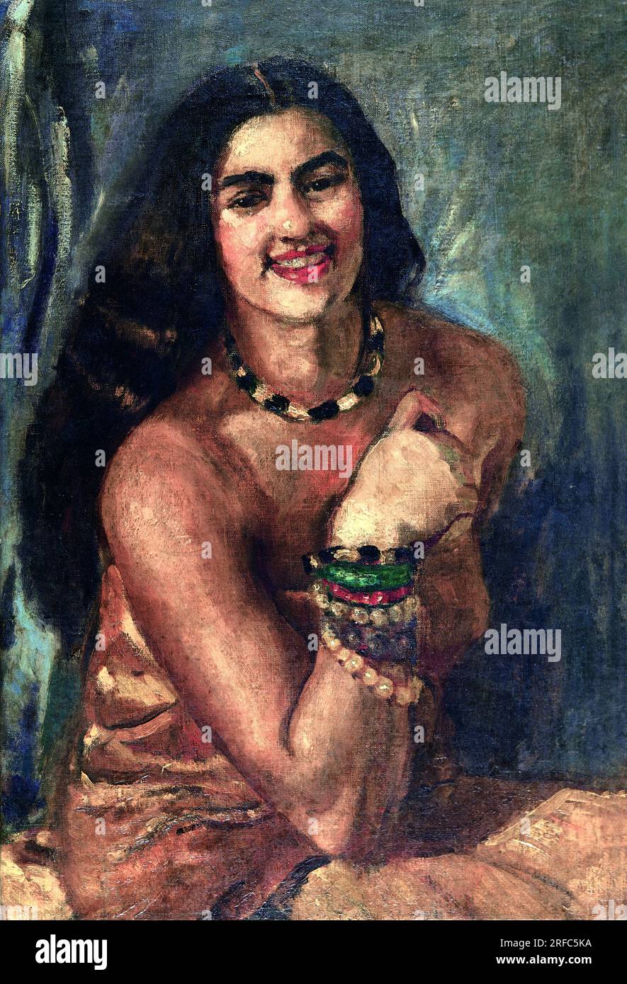 Autoritratto (7) dell'artista ungherese-indiana Amrita Sher-Gil (1913-1941), olio su tela, 1930 Foto Stock