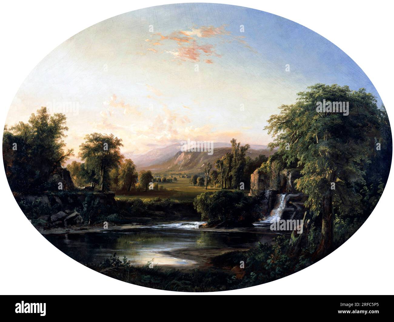 Paesaggio con cascata dell'artista americano, Robert Seldon Duncanson (1821-1872), olio su tela, 1853 Foto Stock