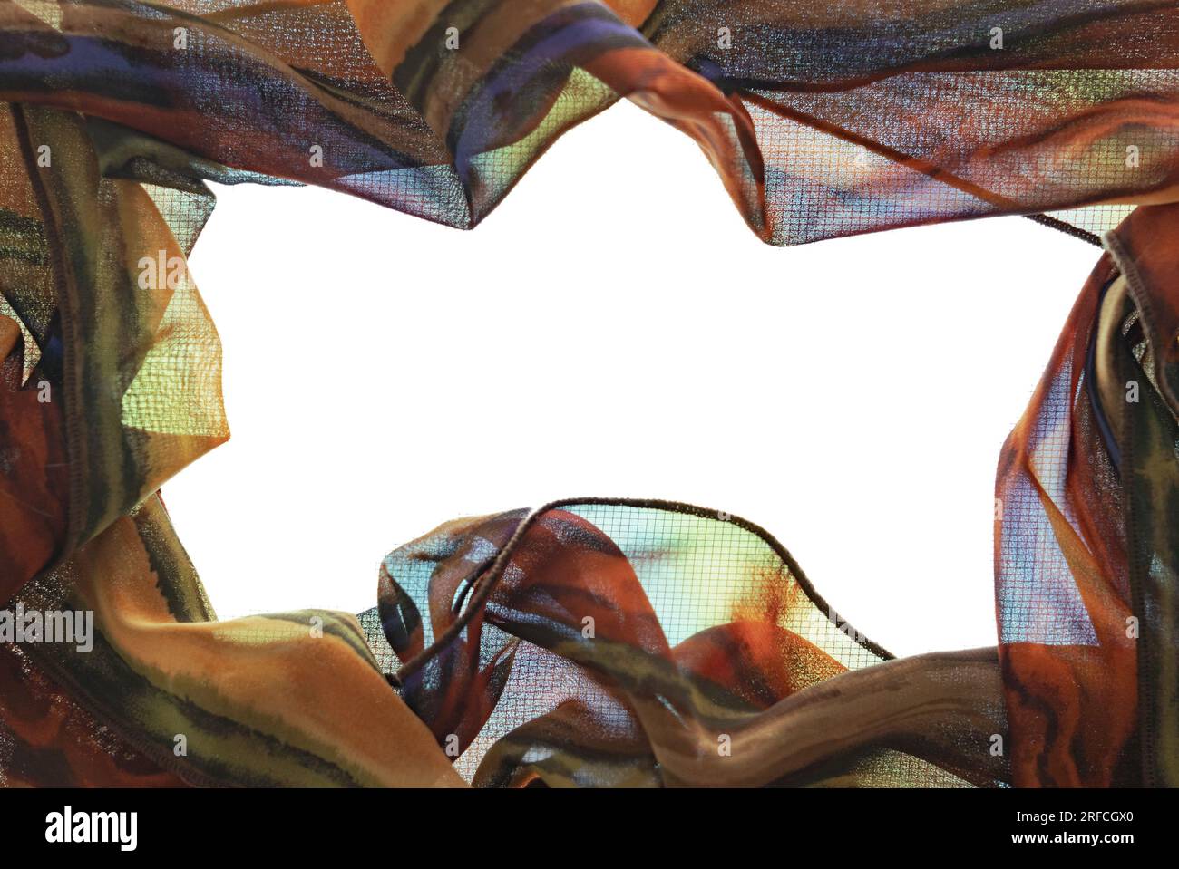 Gli strati di materiale sono retroilluminati e mostrano una griglia sullo schermo. I colori sono molti e luminosi con contrasto. Spazio di testo al centro con colori autunnali. Foto Stock