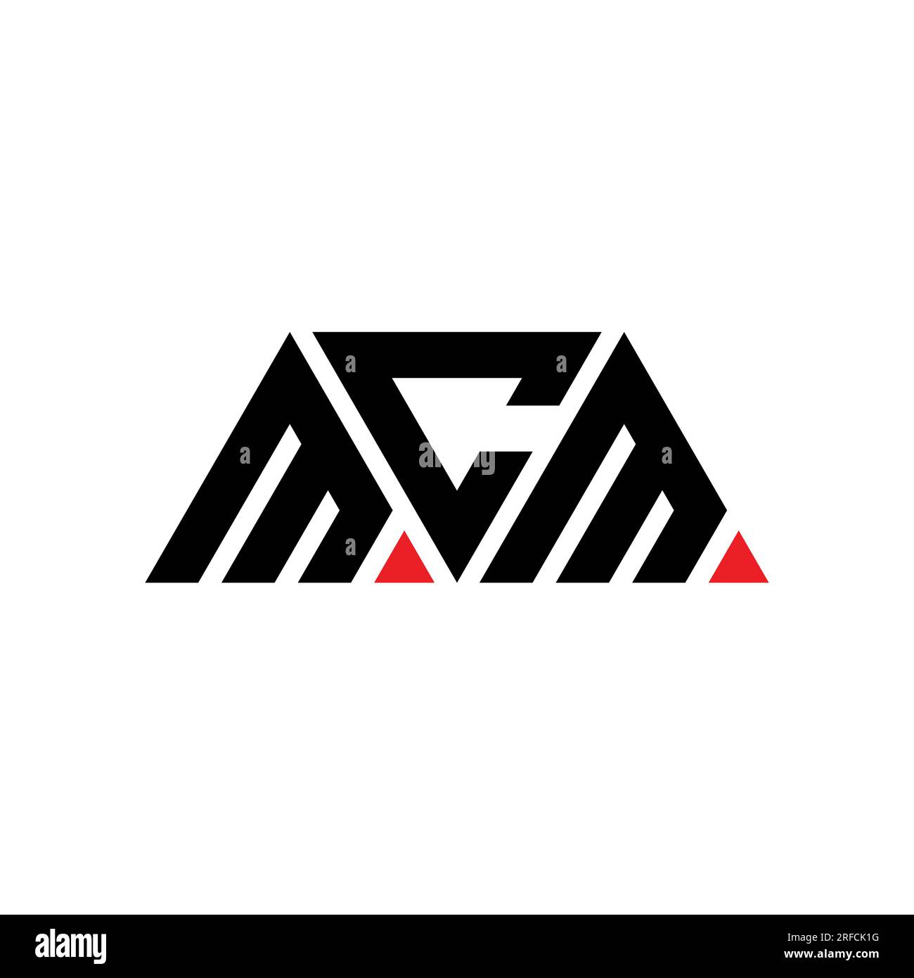 Logo a lettere triangolari MCM con forma a triangolo. Monogramma di design con logo triangolare MCM. Modello di logo vettoriale triangolare MCM di colore rosso. MCM triangul Illustrazione Vettoriale