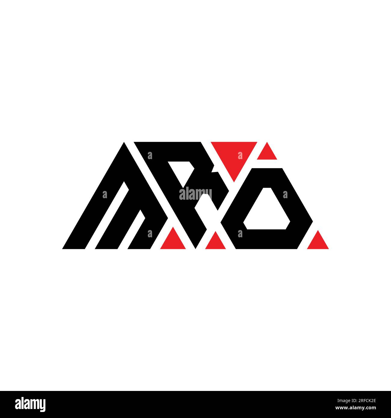 Logo MRO a lettera triangolare con forma triangolare. Monogramma di design con logo triangolare MRO. Modello di logo vettoriale triangolare MRO di colore rosso. MRO triangul Illustrazione Vettoriale