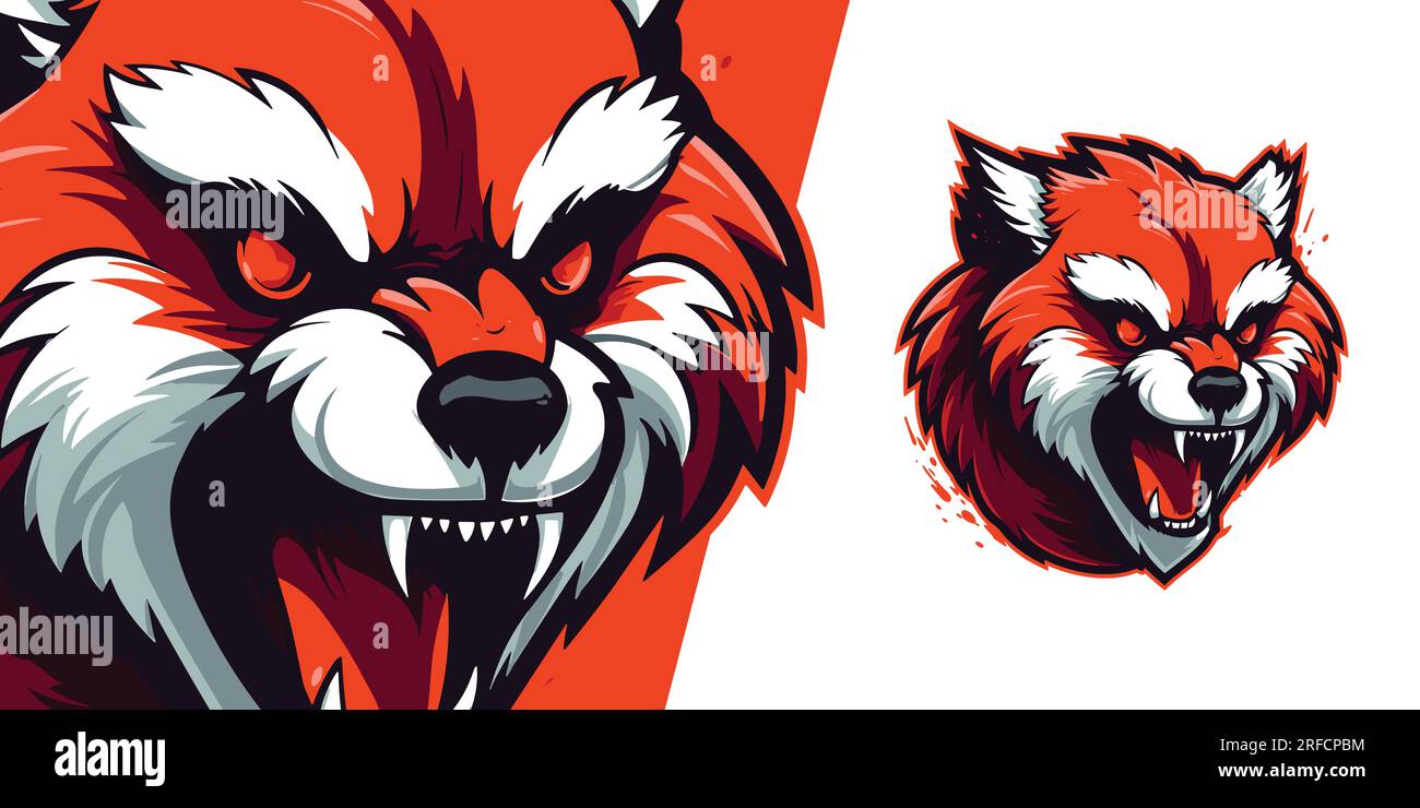 Mascotte Panda rossa ruggente: Valorizza il tuo marchio Sport & Esport con un moderno logo vettoriale Illustrazione Vettoriale