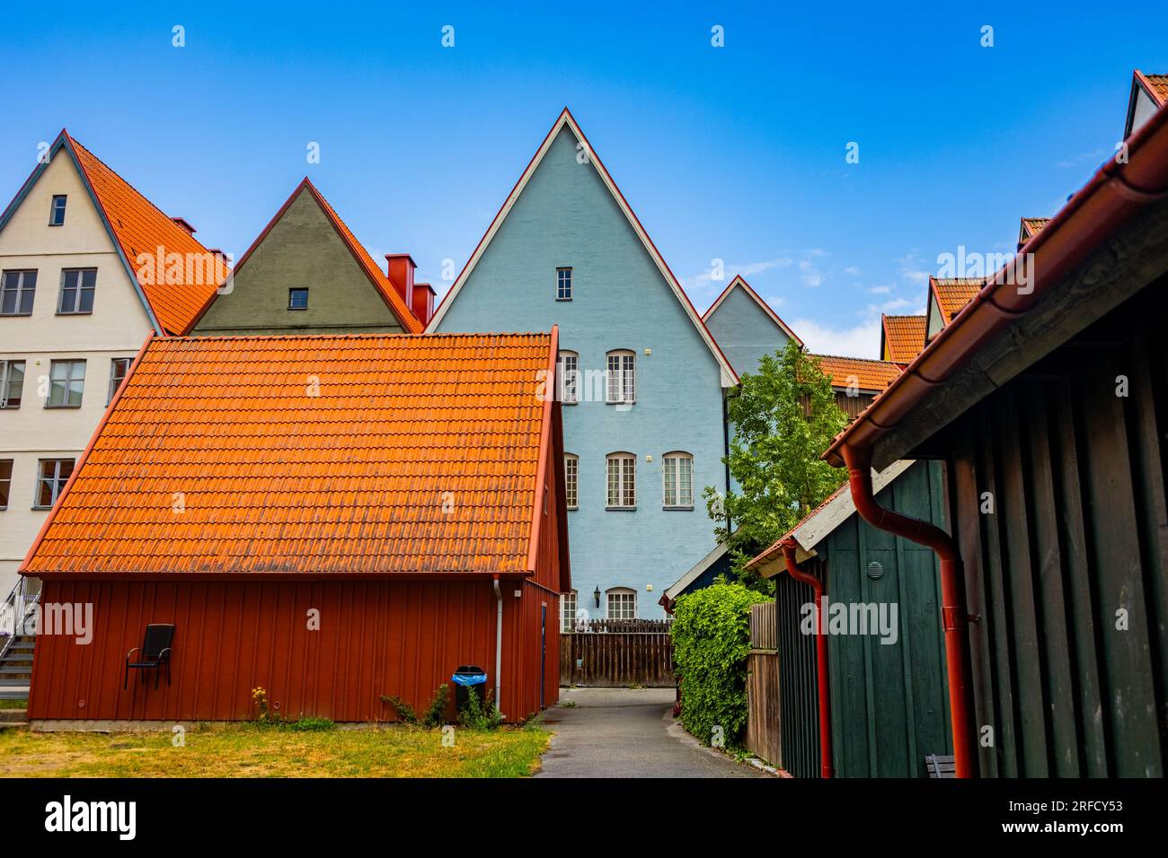 L'area soggiorno di Jakriborg a Hjarup, Svezia, è ispirata a Medioevo e Hansa Foto Stock