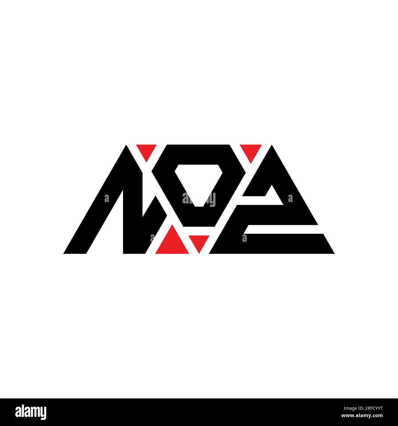 Logo a forma di lettera triangolare con forma a triangolo. Monogramma con logo a triangolo NOZ. Modello con logo vettoriale a triangolo NOZ di colore rosso. NOZ triangul Illustrazione Vettoriale