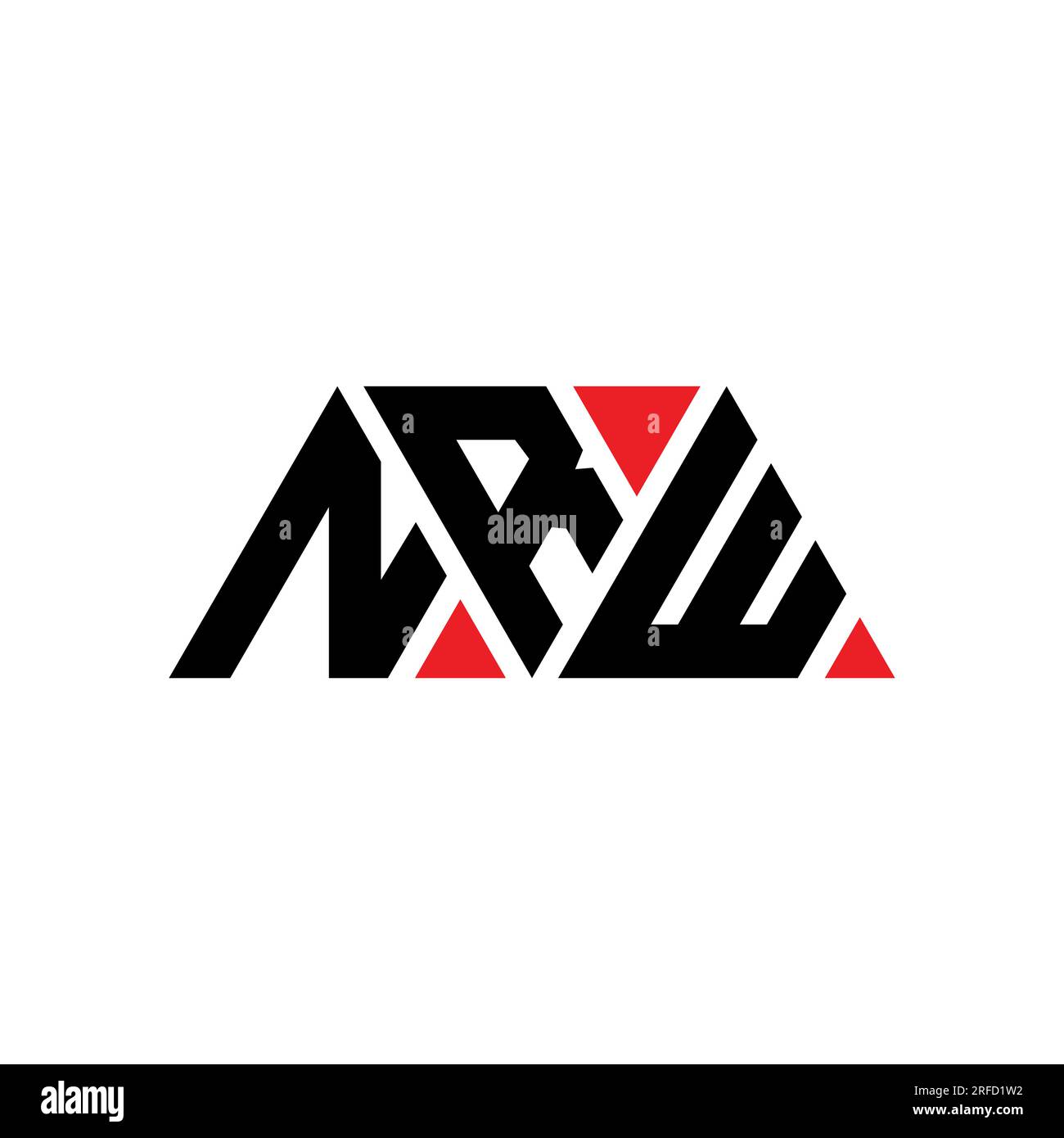 Logo a lettere triangolari NRW con forma triangolare. Monogramma di design con logo triangolare NRW. Modello del logo vettoriale del triangolo NRW di colore rosso. NRW triangul Illustrazione Vettoriale