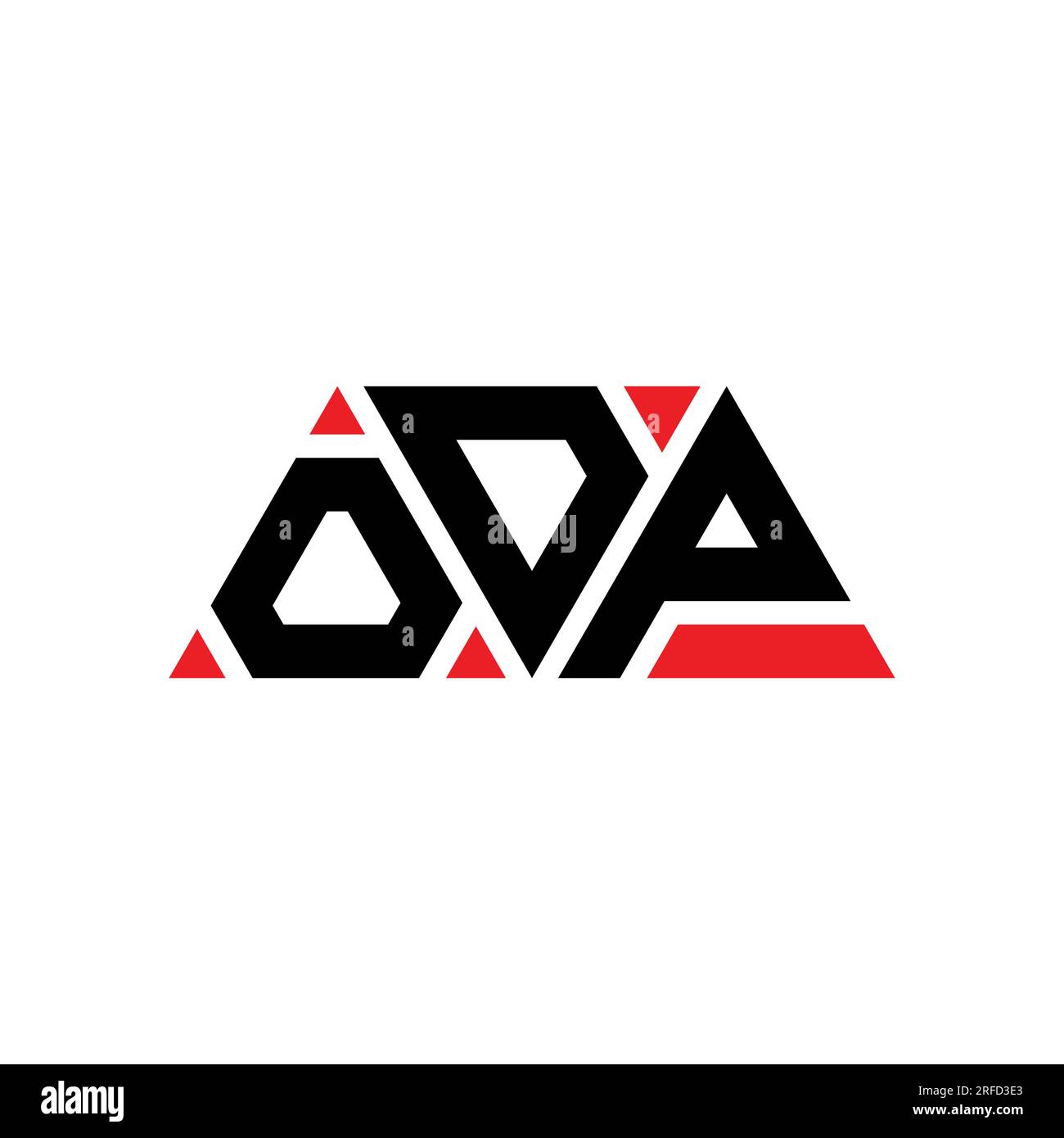 Logo ODP a lettere triangolari con forma triangolare. Monogramma di design con logo triangolare ODP. Modello di logo vettoriale a triangolo ODP di colore rosso. ODP triangul Illustrazione Vettoriale