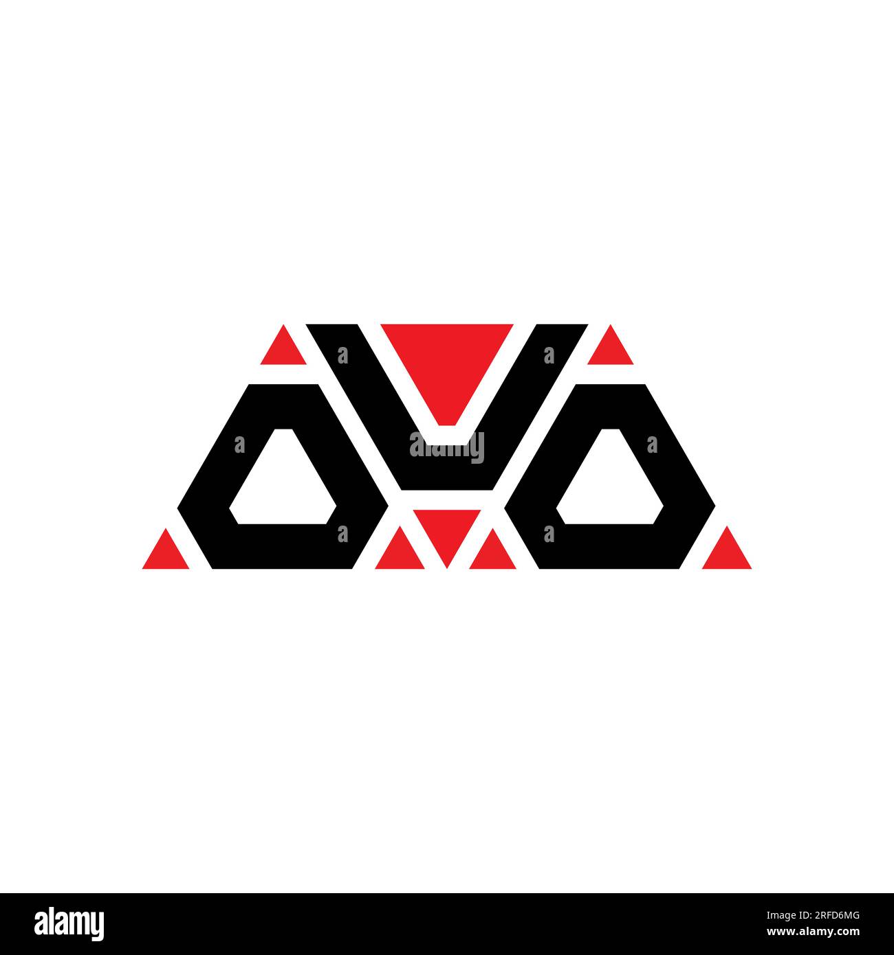 Logo a lettere triangolari OUO con forma triangolare. Monogramma di design con logo triangolare OUO. Modello di logo vettoriale triangolare OUO di colore rosso. OUO triangul Illustrazione Vettoriale