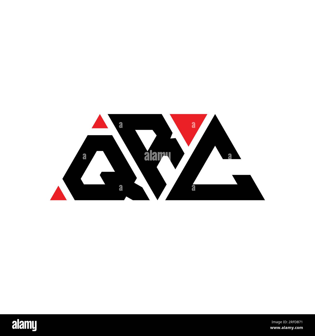 Logo QRC a lettere triangolari con forma triangolare. Monogramma di design del logo QRC Triangle. Modello di logo vettoriale a triangolo QRC di colore rosso. QRC triangul Illustrazione Vettoriale