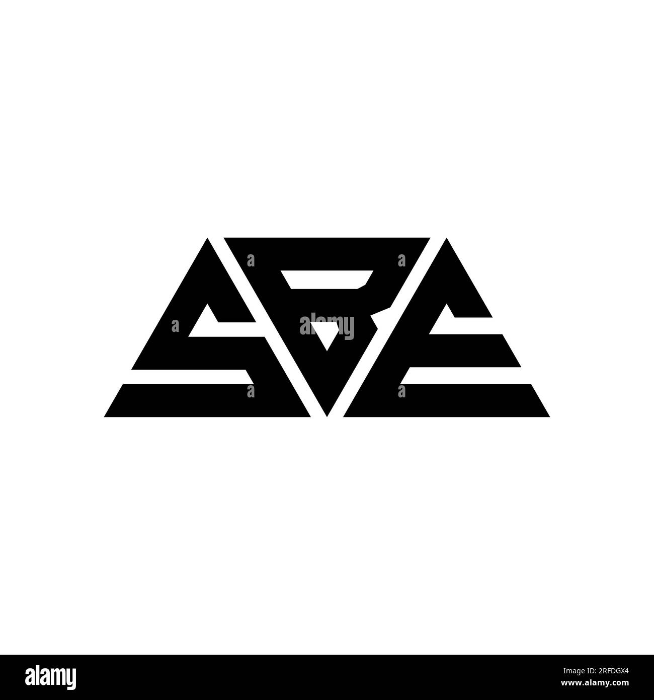 Logo SBE a lettere triangolari con forma triangolare. Monogramma di design con logo triangolare SBE. Modello di logo vettoriale triangolare SBE di colore rosso. SBE triangul Illustrazione Vettoriale