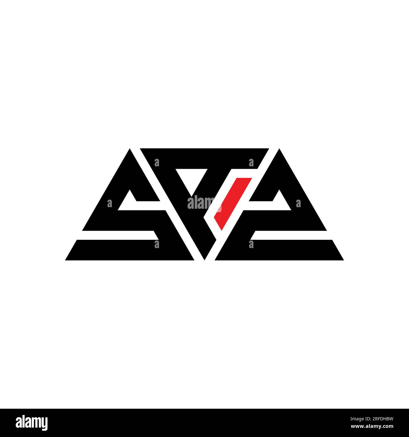 Logo SAZ triangolare a lettera con forma triangolare. Monogramma con logo triangolare SAZ. Modello con logo vettoriale a triangolo SAZ di colore rosso. SAZ triangul Illustrazione Vettoriale