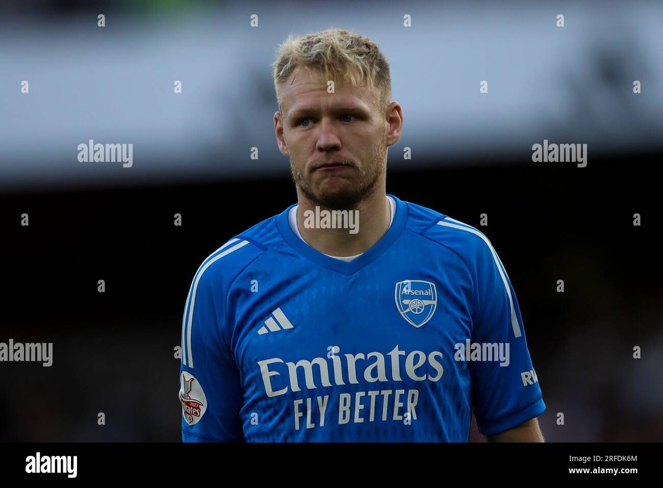 Aaron Ramsdale dell'Arsenal durante la partita di Emirates Cup tra Arsenal e AS Monaco all'Emirates Stadium di Londra mercoledì 2 agosto 2023. (Foto: Tom West | mi News) crediti: MI News & Sport /Alamy Live News Foto Stock