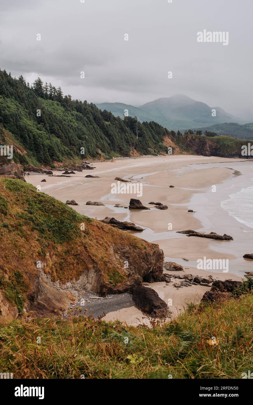 Punto panoramico presso l'Ecola State Park di Cannon Beach, Oregon Foto Stock