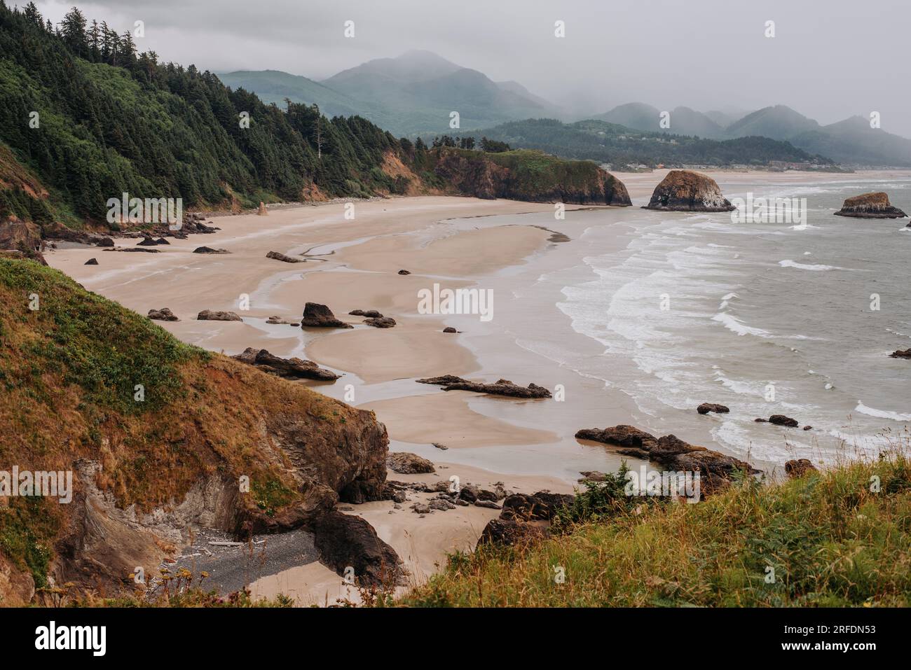 Punto panoramico presso l'Ecola State Park di Cannon Beach, Oregon Foto Stock