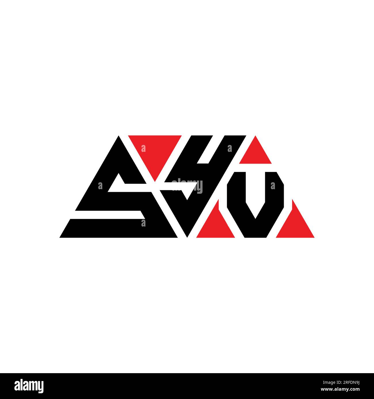 Logo SYV a lettere triangolari con forma triangolare. Monogramma di design con logo triangolare SYV. Modello di logo vettoriale triangolare SYV di colore rosso. SYV triangul Illustrazione Vettoriale