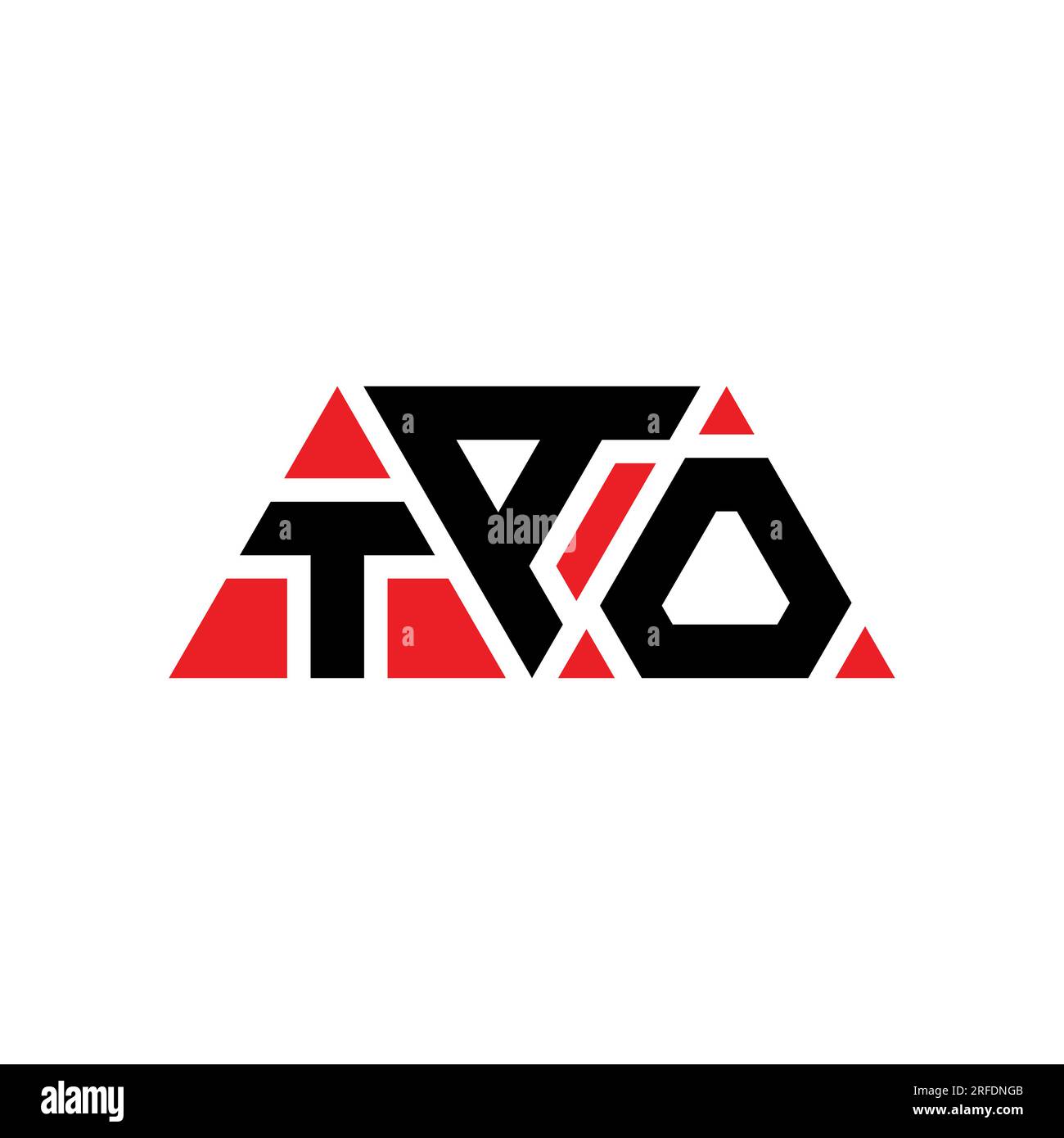 Logo TAO a forma di lettera triangolare con forma a triangolo. Monogramma del logo del triangolo TAO. Modello di logo vettoriale a triangolo TAO di colore rosso. TAO triangul Illustrazione Vettoriale