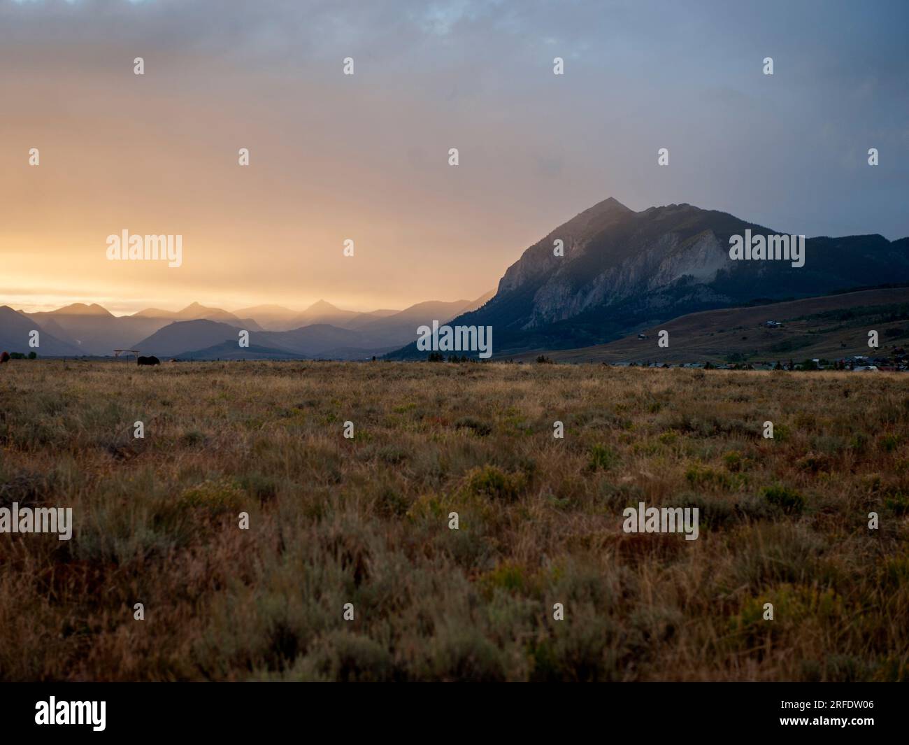 Il Crested Butte del Colorado al tramonto Foto Stock