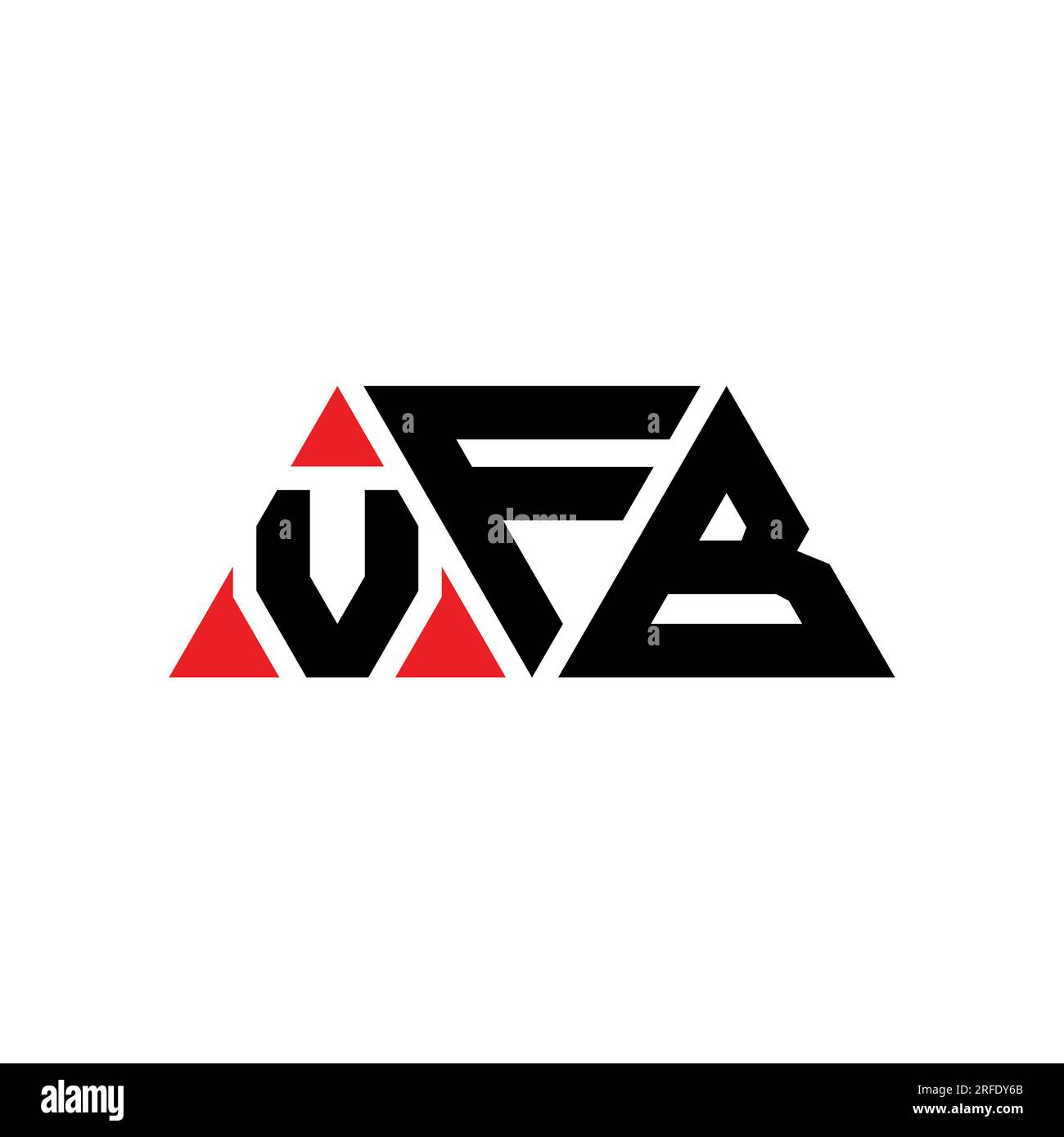 Logo VFB a lettere triangolare con forma triangolare. Monogramma del design del logo del triangolo VFB. Modello di logo vettoriale con triangolo VFB di colore rosso. VFB triangul Illustrazione Vettoriale