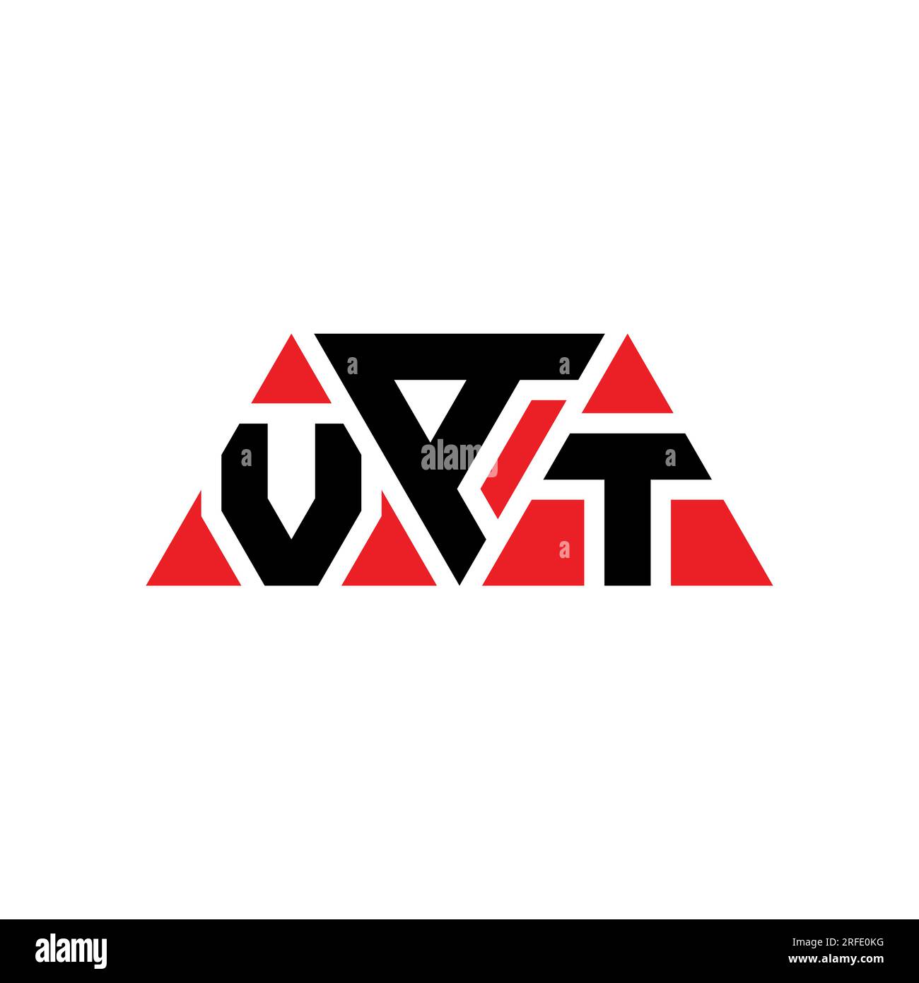 Logo a forma di lettera a triangolo con forma a triangolo. Monogramma con logo a triangolo IVA. Modello con logo vettoriale a triangolo con IVA di colore rosso. IVA triangul Illustrazione Vettoriale