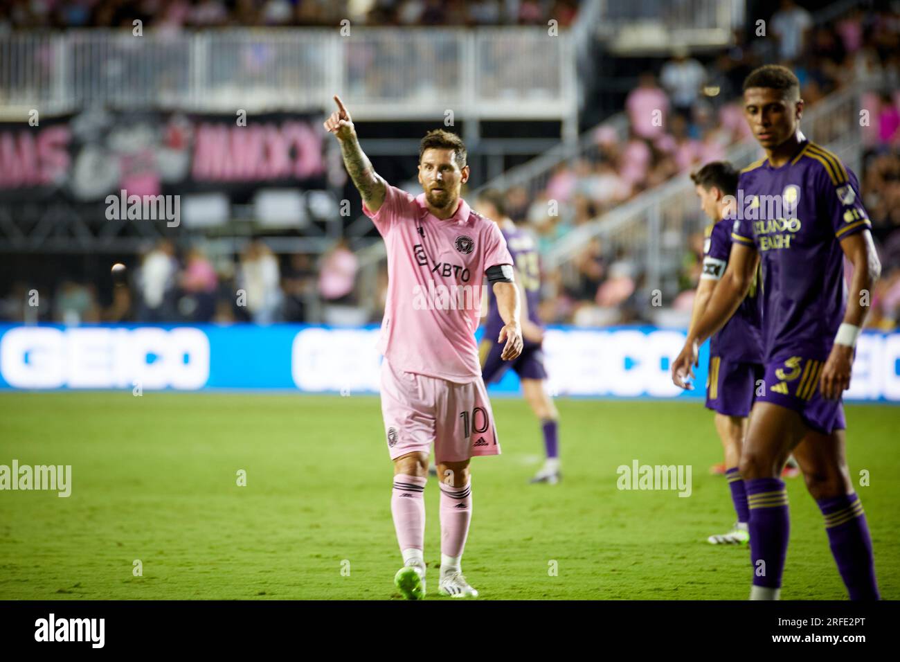 Fort Lauderdale, Florida, USA. 2 agosto 2023. 10-Lionel messi di Inter Miami. Fort Lauderdale, Florida, USA. 2 agosto 2023. Credito: Yaroslav Sabitov/YES Market Media/Alamy Live News Foto Stock