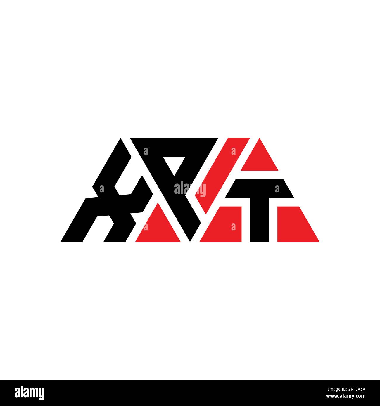 Logo XPT a lettera triangolare con forma triangolare. Monogramma di design con logo triangolare XPT. Modello di logo vettoriale triangolare XPT di colore rosso. XPT triangul Illustrazione Vettoriale