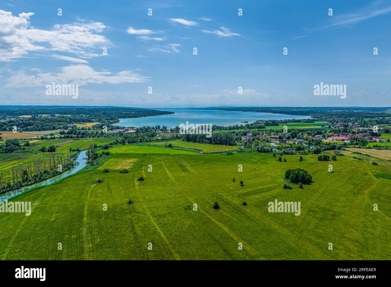 L'Ampermoos, un'area naturale protetta dall'alto nella regione settentrionale dell'Ammersee Foto Stock