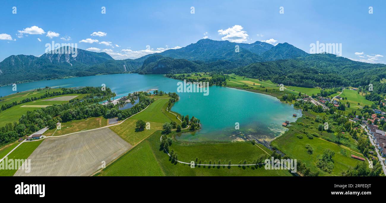 La regione intorno a Schlehdorf sul lago Kochel nella parte alta della baviera dall'alto Foto Stock