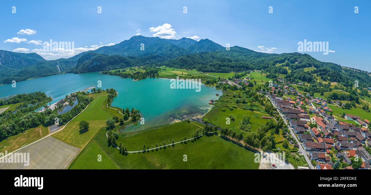 La regione intorno a Schlehdorf sul lago Kochel nella parte alta della baviera dall'alto Foto Stock