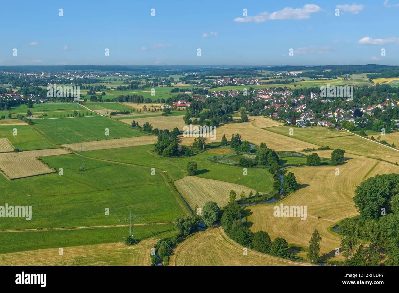 Vista aerea della Schmuttertal vicino a Neusäß, nella zona della grande Augusta Foto Stock