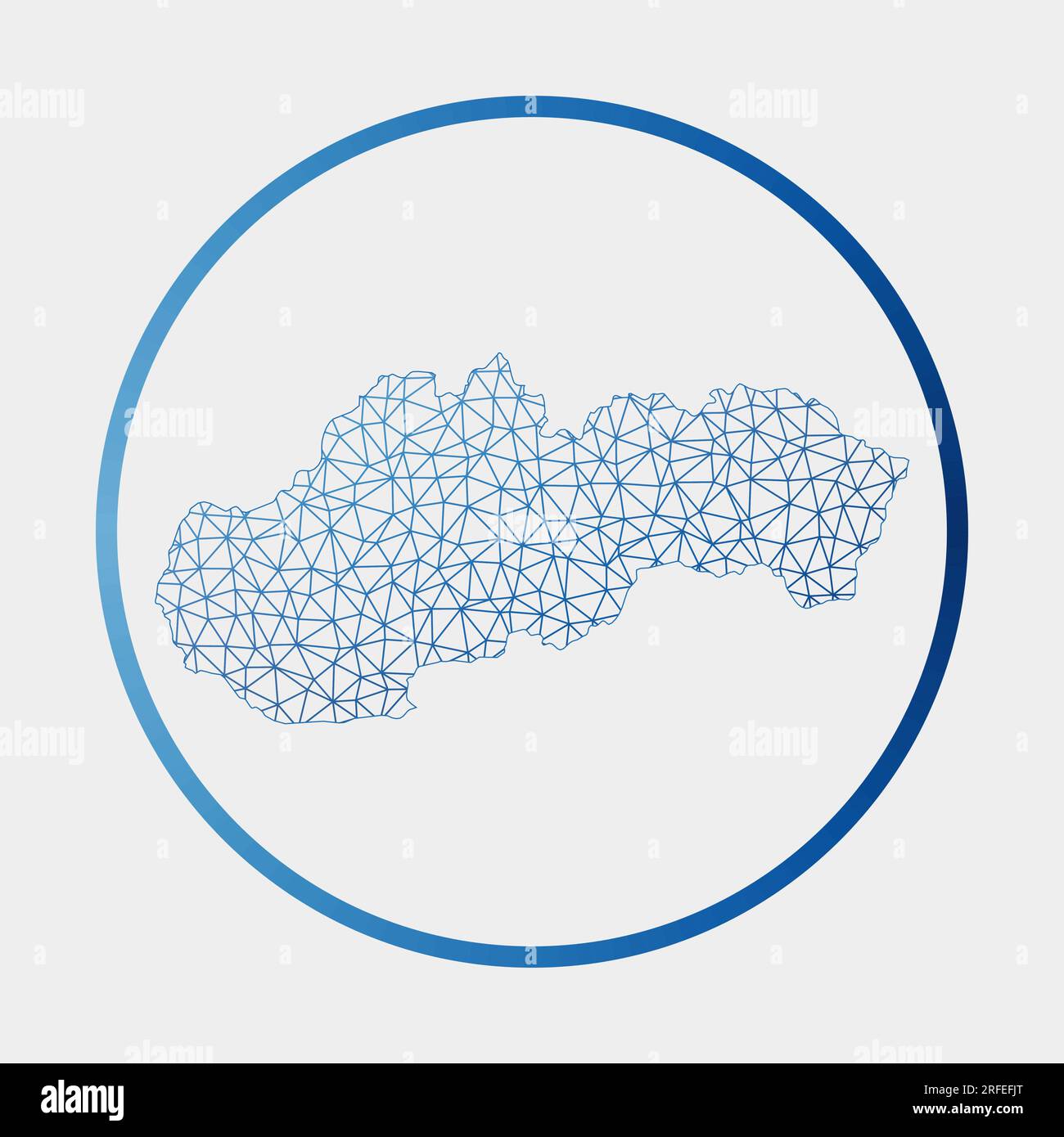 Icona della Slovacchia. Mappa della rete del paese. Segno rotondo della Slovacchia con anello gradiente. Tecnologia, Internet, rete, concetto di telecomunicazione. Illustrazione Vettoriale