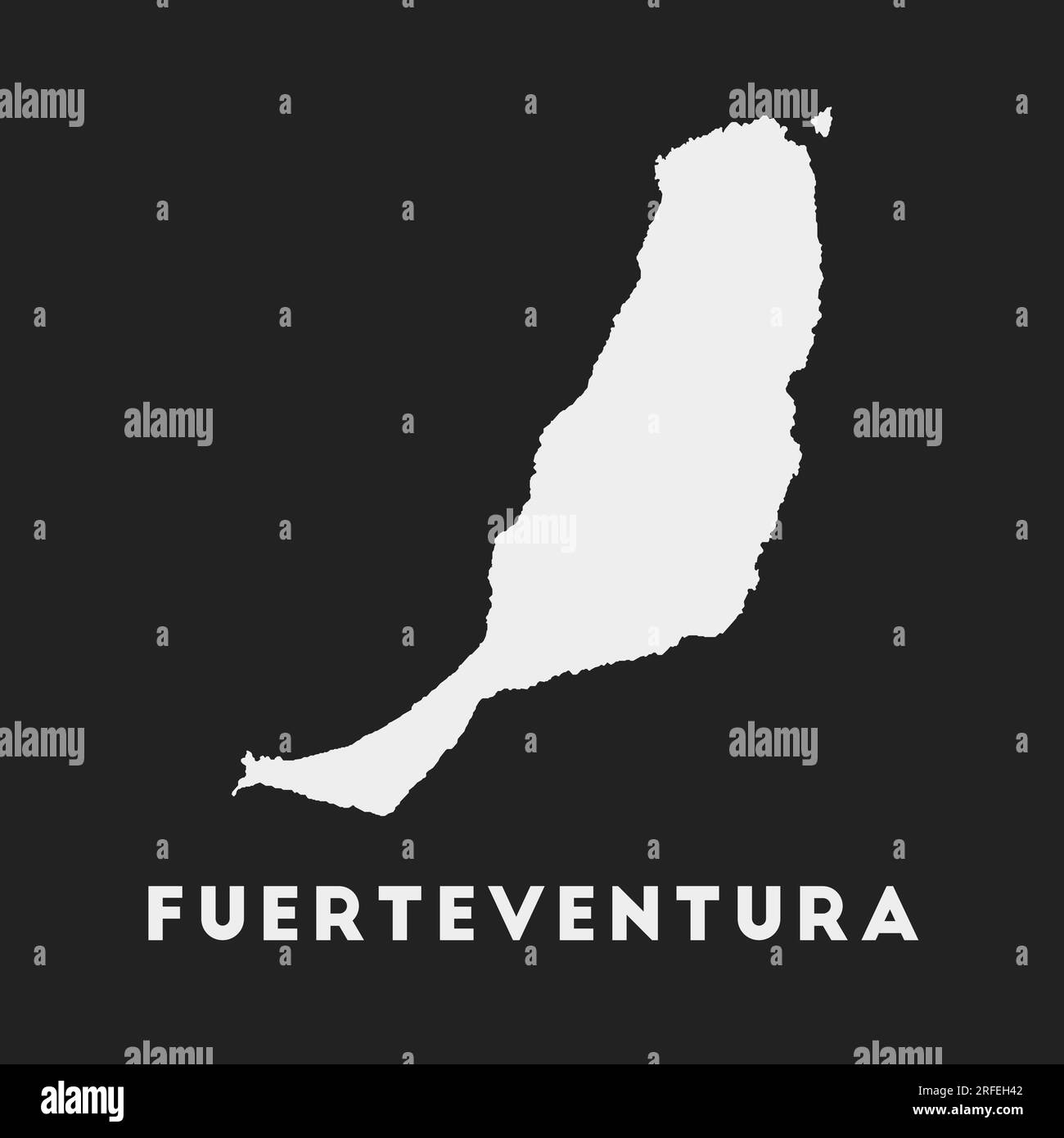 Icona Fuerteventura. Mappa dell'isola su sfondo scuro. Elegante mappa di Fuerteventura con il nome dell'isola. Illustrazione vettoriale. Illustrazione Vettoriale