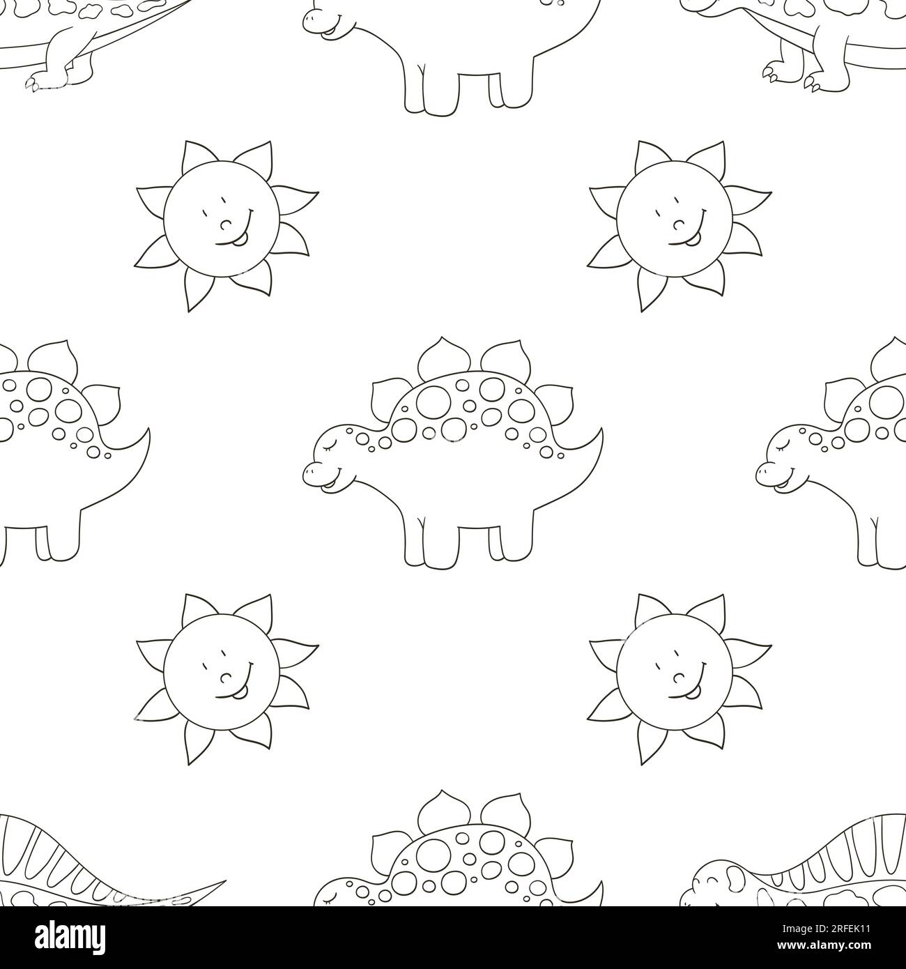 Simpatico e divertente modello di dinosauro per bambini. Colorare lo sfondo vettoriale dei dinosauri. Stegosaurus. Stampa Illustrazione Vettoriale